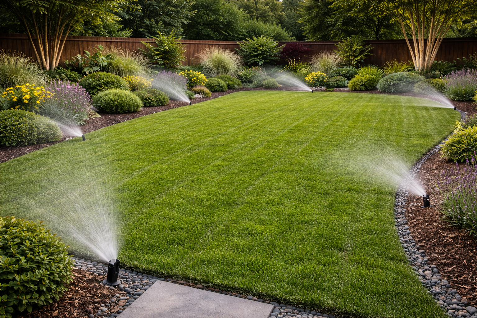 Clean irrigation-ready lawn installation