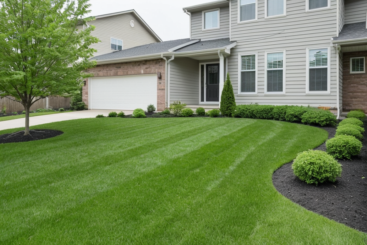 Freshly designed front yard landscaping